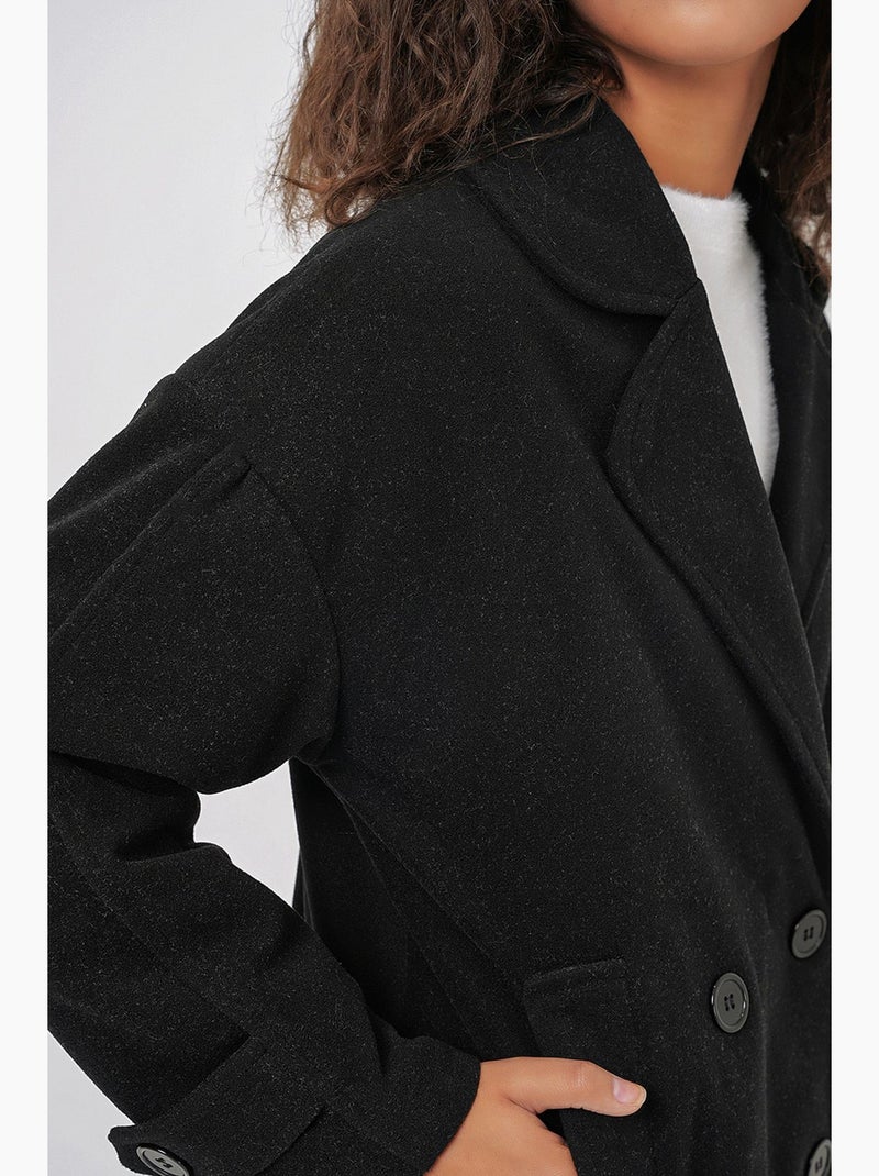 Manteau en laine à col portefeuille bdart Noir - Kiabi