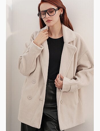 Manteau en laine à col portefeuille bdart