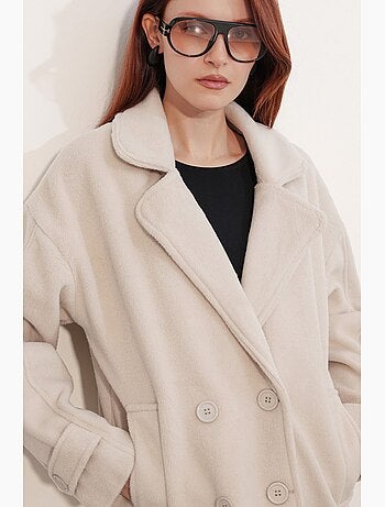 Manteau en laine à col portefeuille bdart