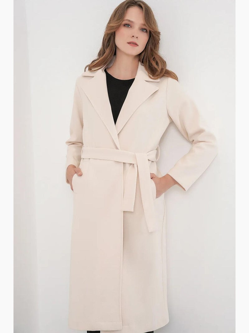Manteau en laine à double boutonnage bdart Ivoire - Kiabi