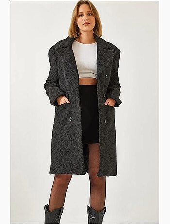 Manteau en laine à six boutons et poches lucci