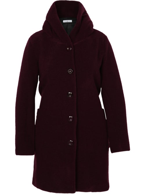 Manteau en laine bouillie uni avec capuche PAPRIKA - Kiabi Manteau en laine bouillie uni avec capuche PAPRIKA - Kiabi