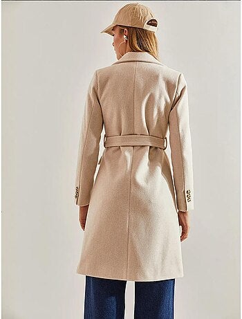 Manteau en laine doublé avec ceinture à un bouton bianco lucci