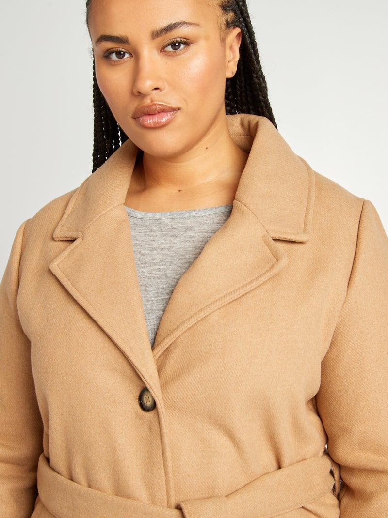 Manteau en laine mélangée Beige - Kiabi