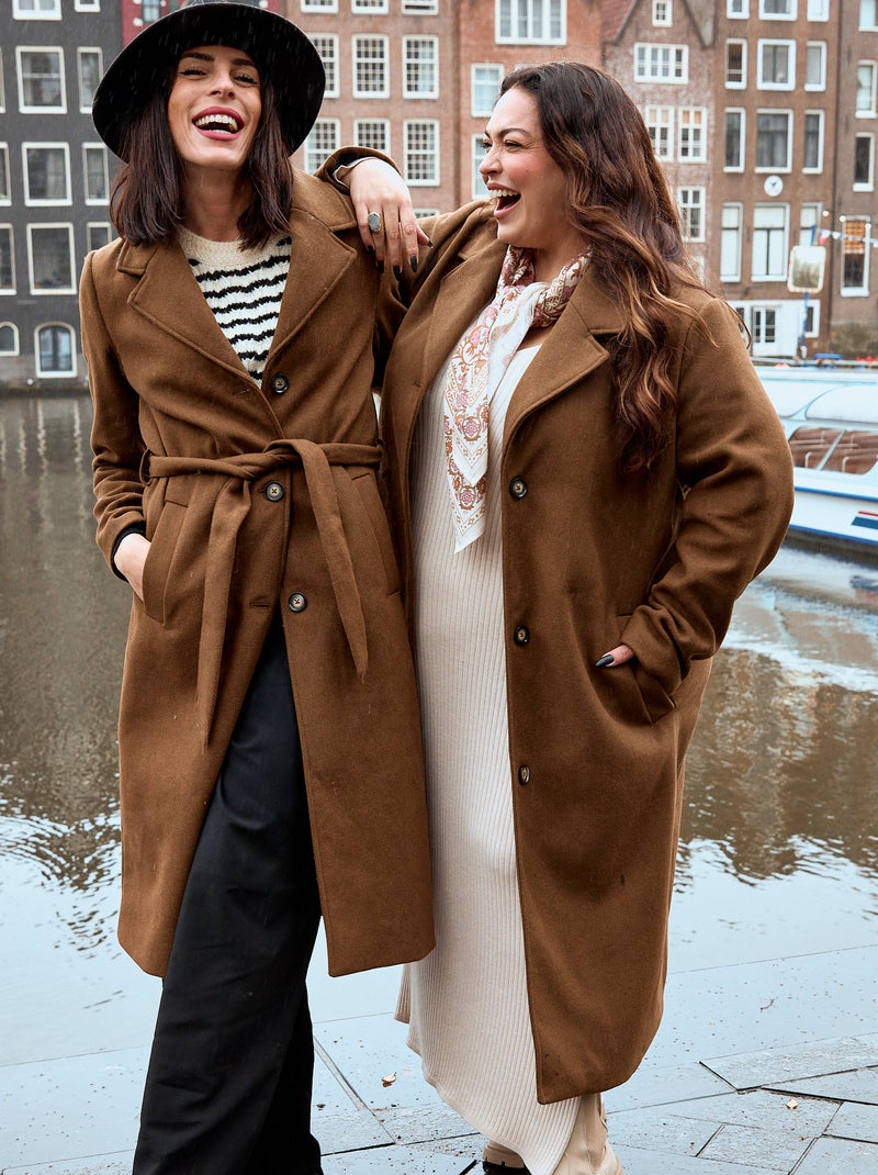 Manteau en laine mélangée Marron - Kiabi