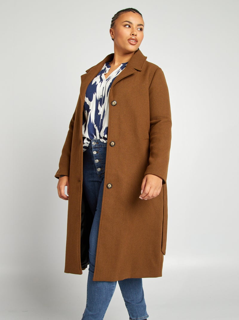 Manteau en laine mélangée Marron - Kiabi