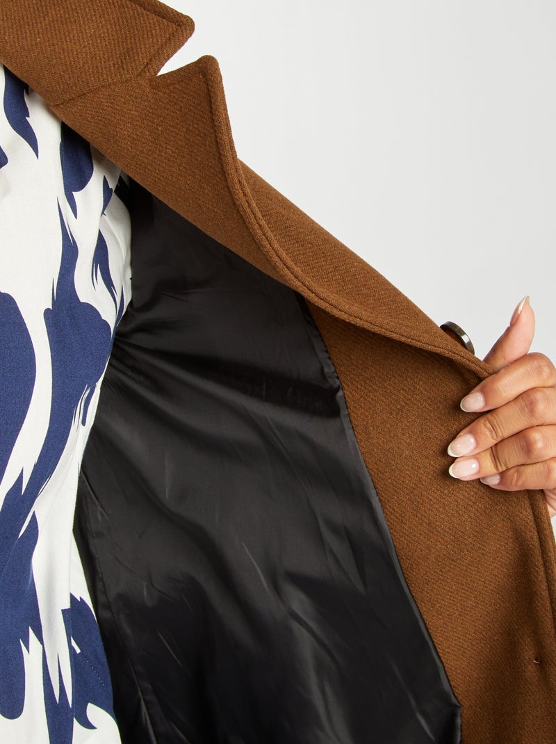 Manteau en laine mélangée Marron - Kiabi