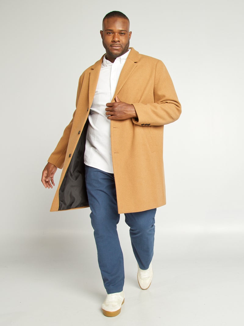 Manteau en laine mélangée Marron - Kiabi