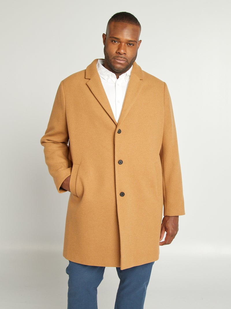 Manteau en laine mélangée Marron - Kiabi