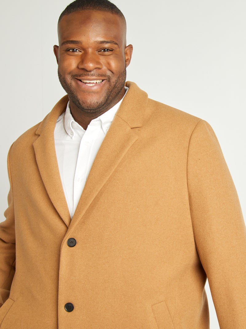 Manteau en laine mélangée Marron - Kiabi