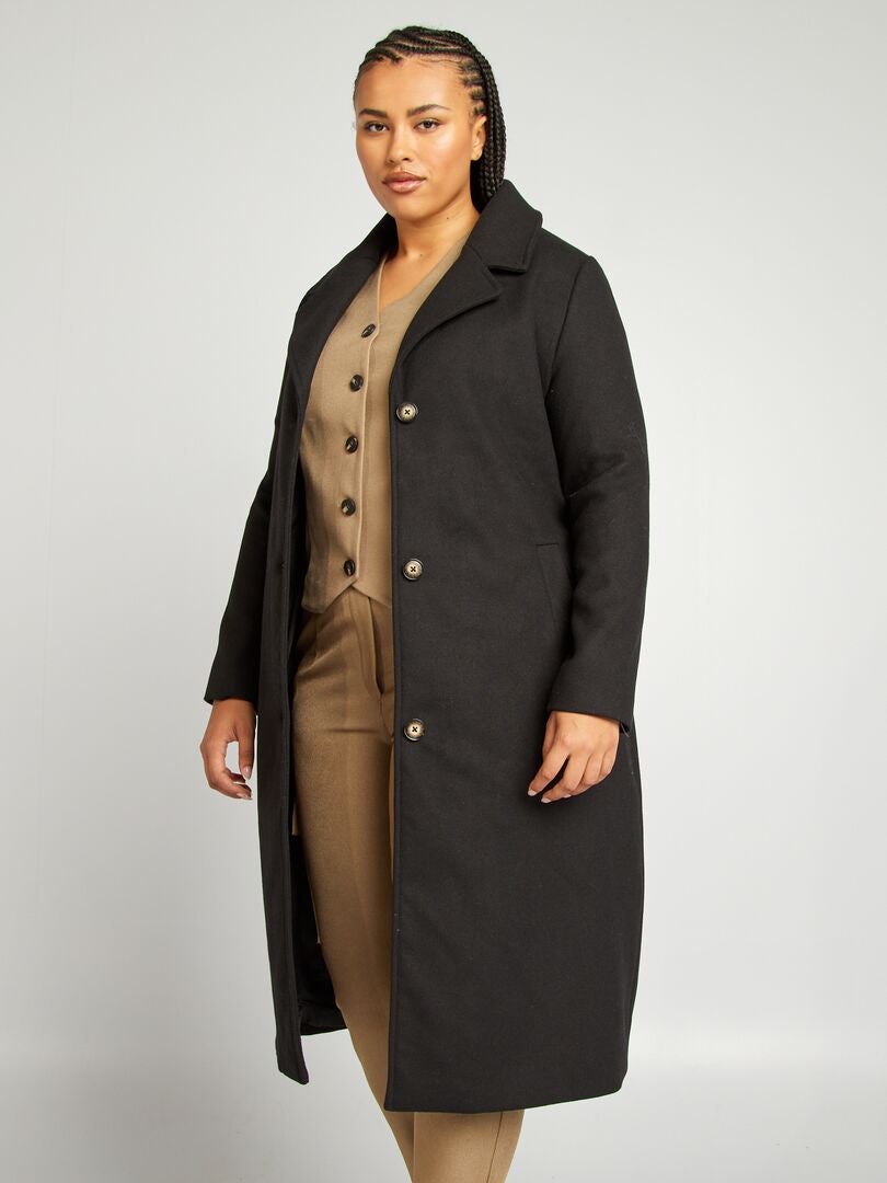 Manteau en laine mélangée noir - Kiabi