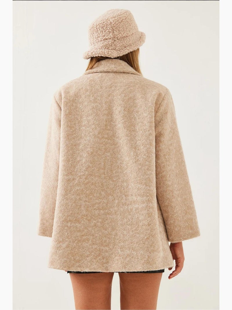 Manteau en laine oversize lucci Beige argile - Kiabi