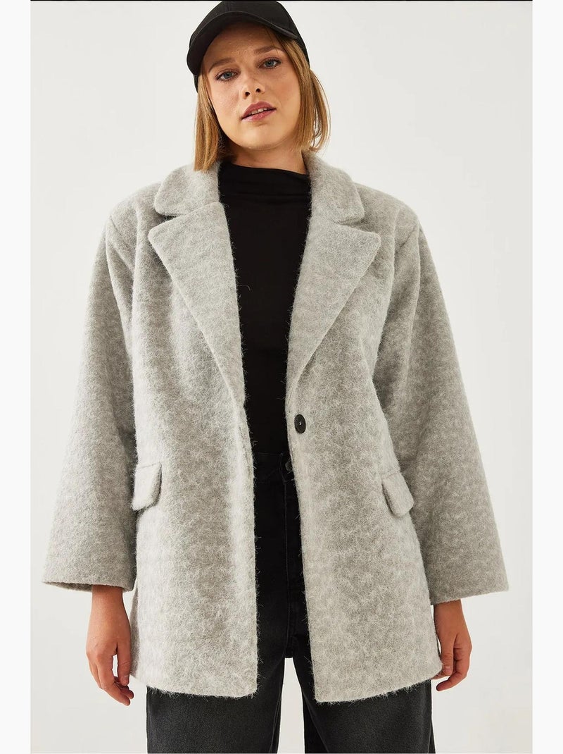 Manteau en laine oversize lucci Gris - Kiabi