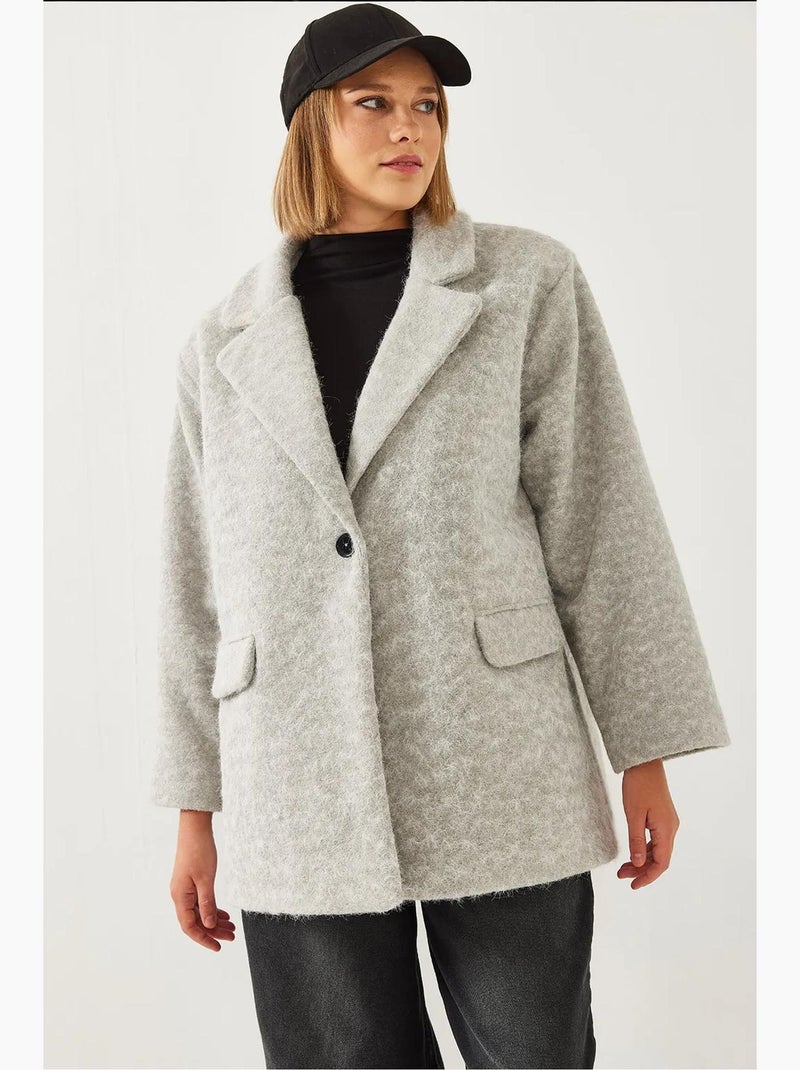 Manteau en laine oversize lucci Gris - Kiabi
