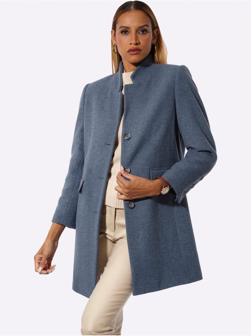 Manteau en laine très fin - taille standard - helline Bleu - Kiabi
