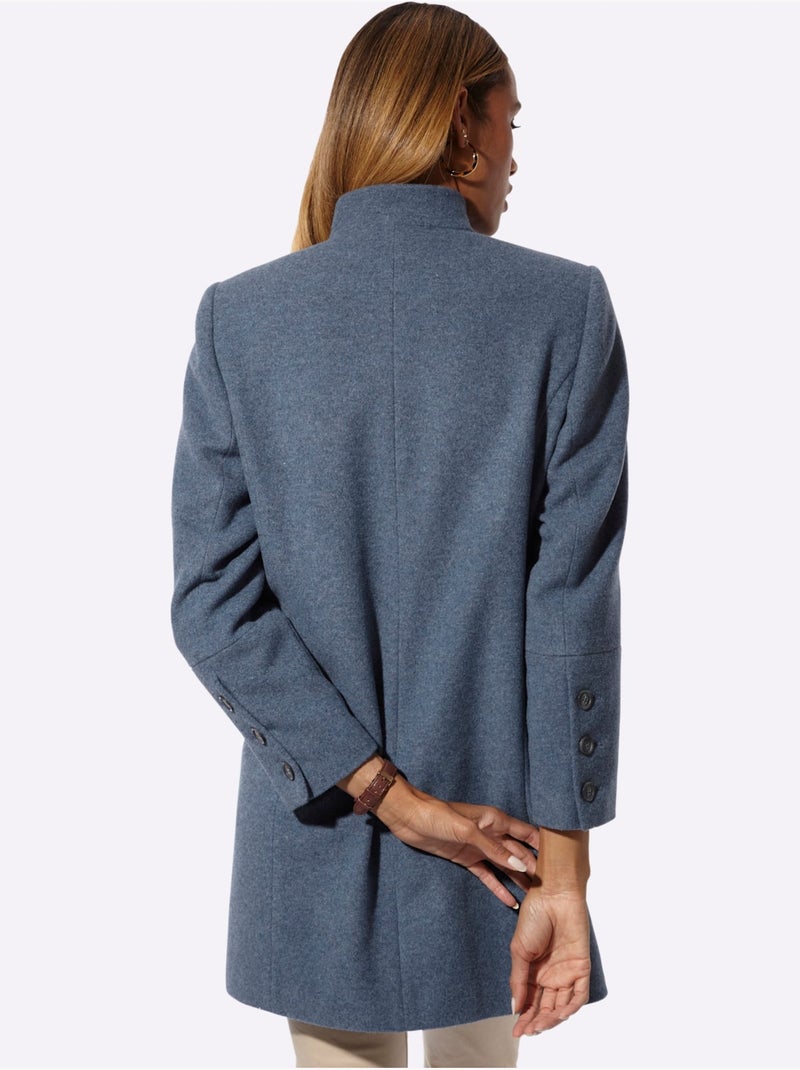Manteau en laine très fin - taille standard - helline Bleu - Kiabi