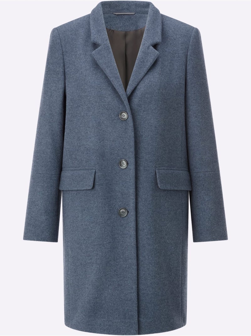 Manteau en laine très fin - taille standard - helline Bleu - Kiabi