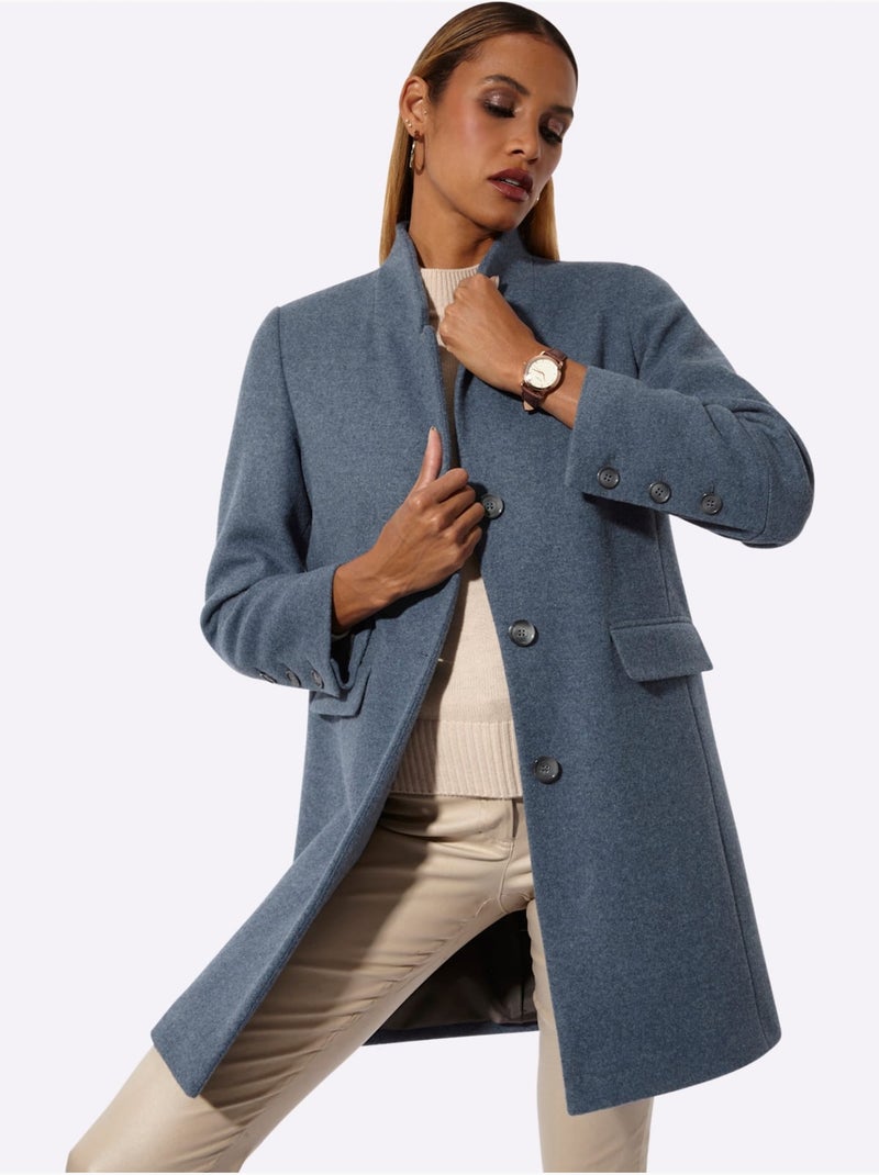 Manteau en laine très fin - taille standard - helline Bleu - Kiabi