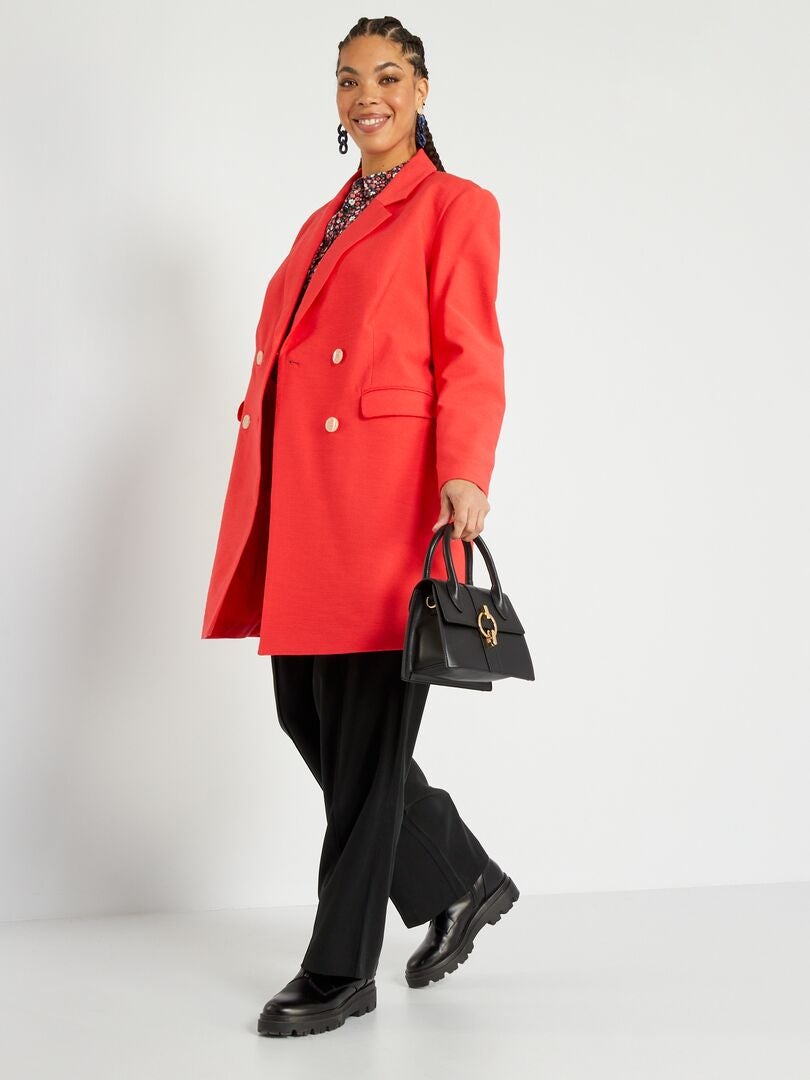 Manteau en maille crêpe reliefée rouge - Kiabi