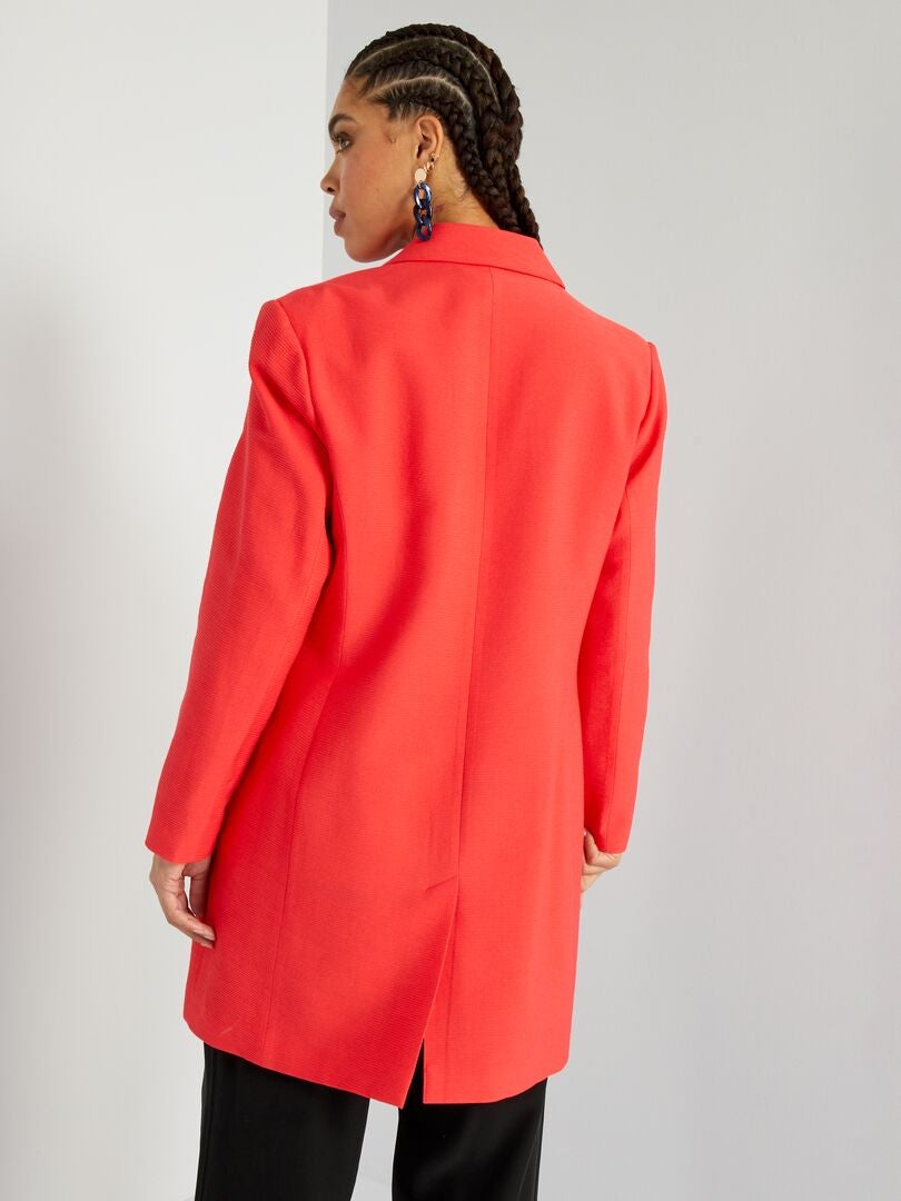 Manteau en maille crêpe reliefée rouge - Kiabi