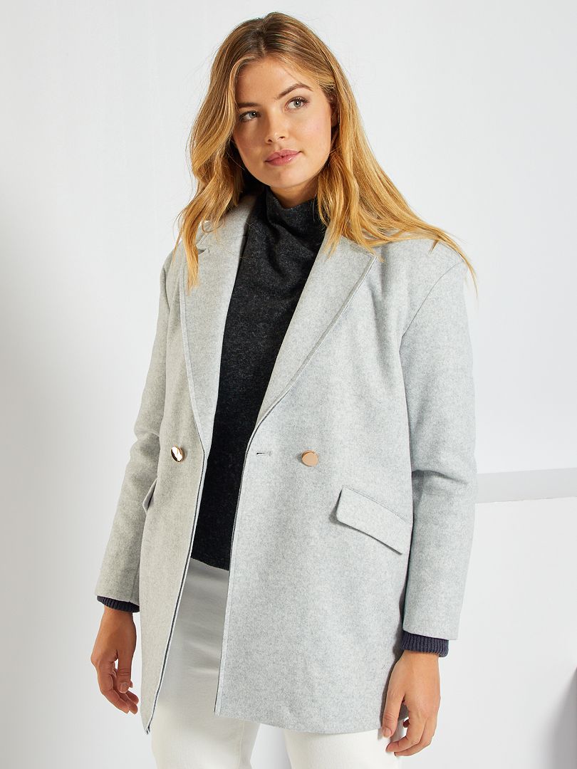 manteau laine gris clair