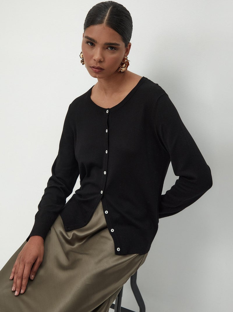 Manteau en maille Noir - Kiabi