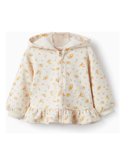 Manteau en molleton avec fermeture éclair et capuche pour bébé fille 'Floral'   SWEET FROSTY DREAMS - Kiabi