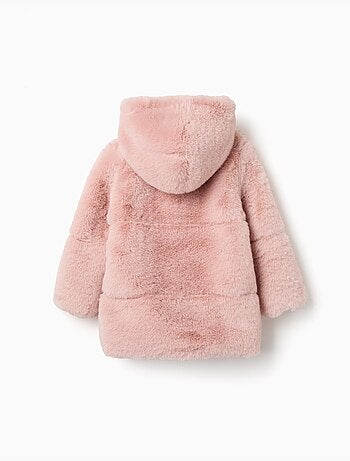 Manteau en peluche douce synthétique à capuche et doublure