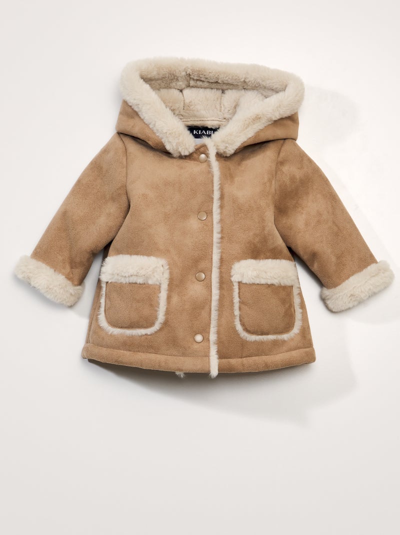 Manteau en suedine Marron - Kiabi