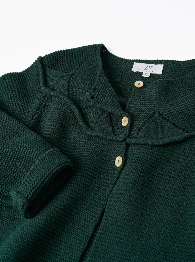 Manteau en tricot à volants pour fille   ROYALS OFF DUTY Vert foncé - Kiabi