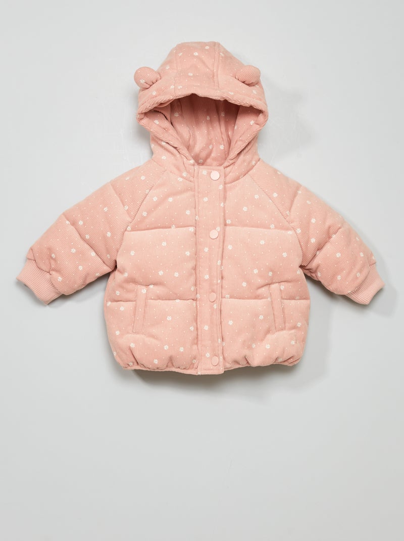 Manteau en velours à motif fleuri rose - Kiabi