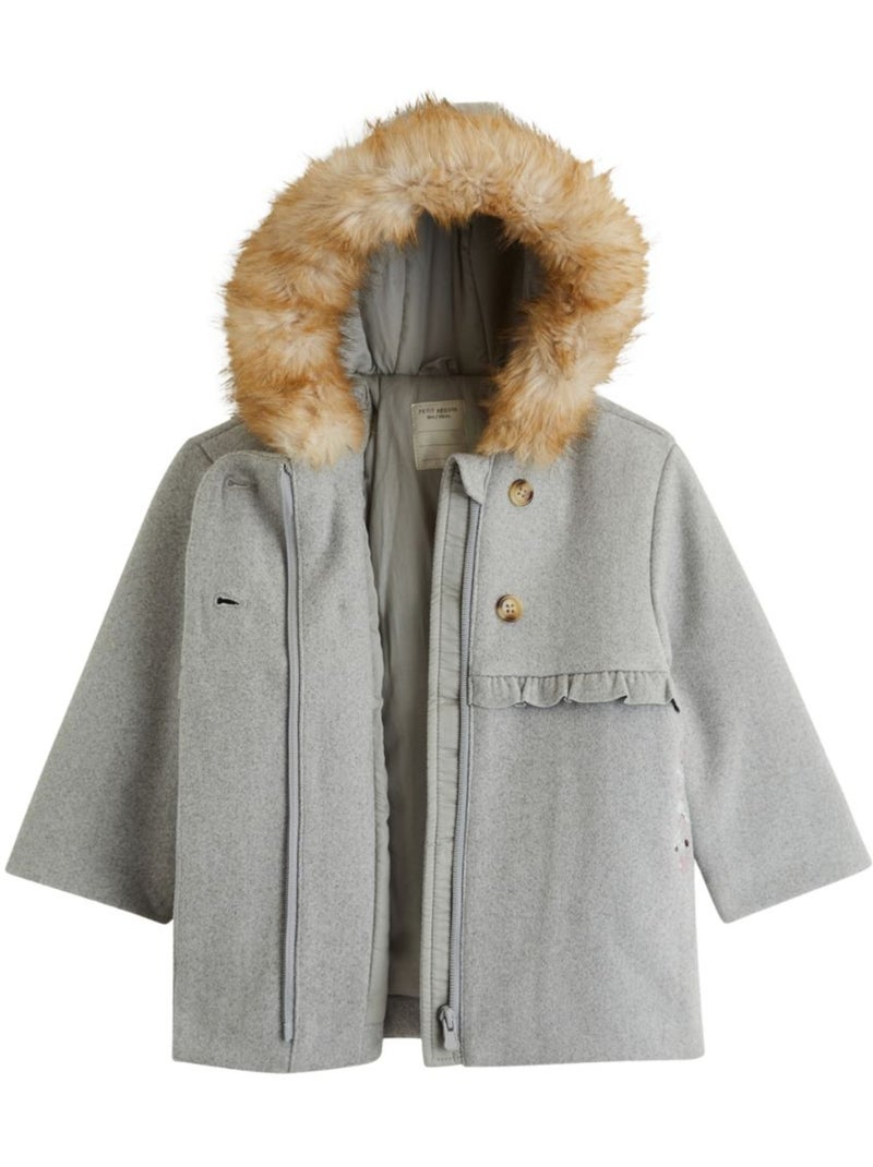 Manteau enfant avec capuche jeanne Gris Gris - Kiabi