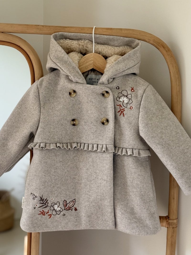 Manteau enfant avec capuche Manouk Beige - Kiabi