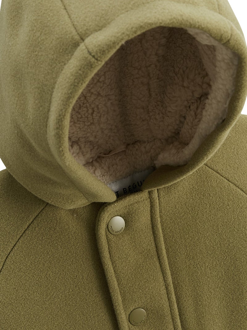 Manteau enfant doublé sherpa avec capuche Gustin Kaki - Kiabi