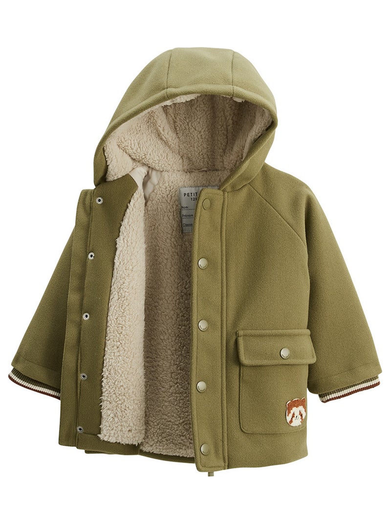 Manteau enfant doublé sherpa avec capuche Gustin Kaki - Kiabi