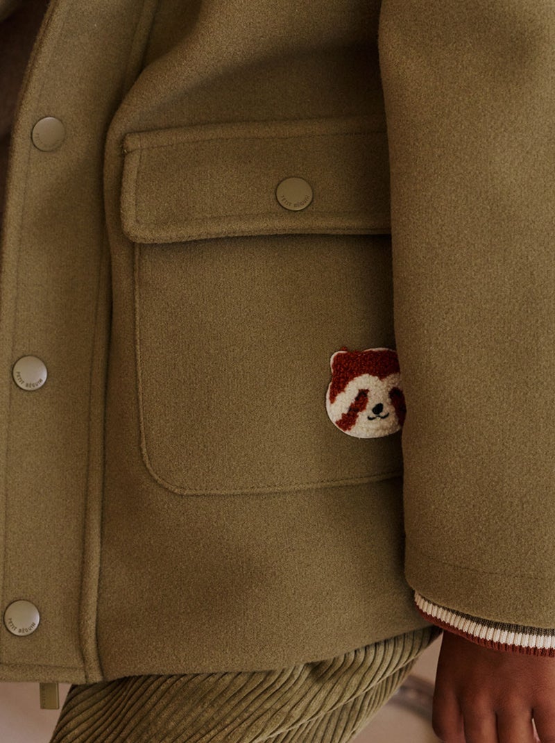 Manteau enfant doublé sherpa avec capuche Gustin Kaki - Kiabi