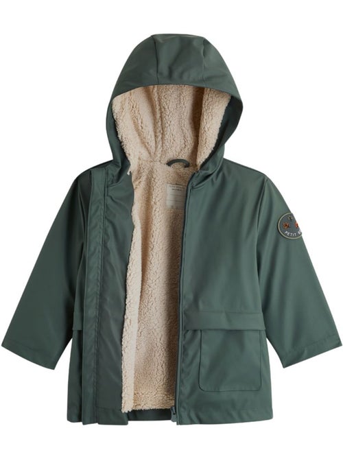 Manteau enfant imperméable doublé sherpa avec capuche malo - Kiabi Manteau enfant imperméable doublé sherpa avec capuche malo - Kiabi