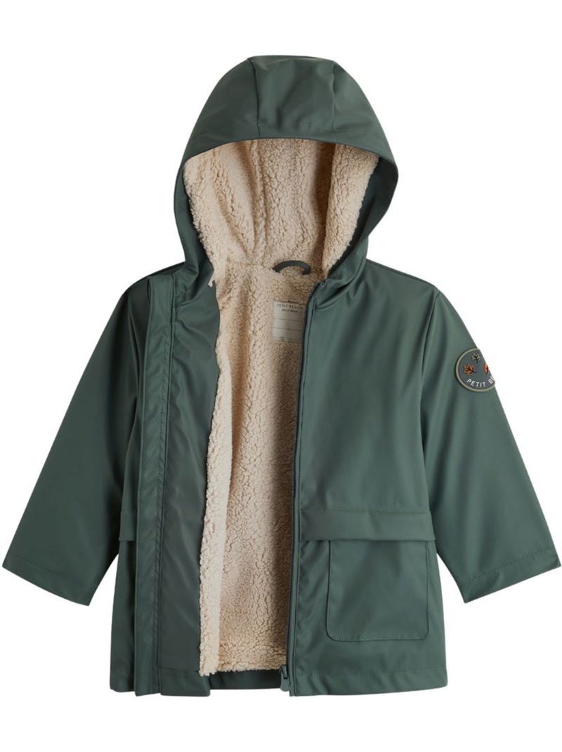 Manteau enfant imperméable doublé sherpa avec capuche malo Vert - Kiabi