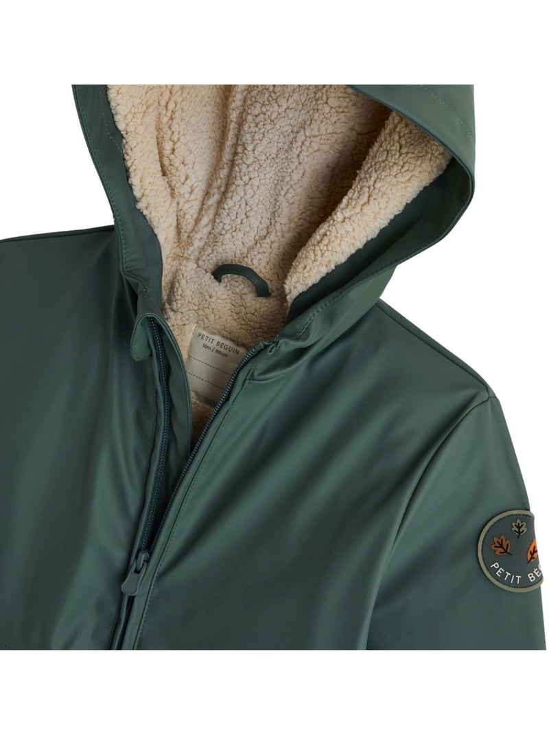 Manteau enfant imperméable doublé sherpa avec capuche malo Vert - Kiabi