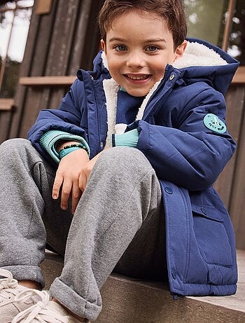 Manteau enfant imperméable doublé sherpa avec capuche Oscar