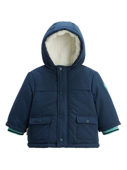 Manteau enfant imperméable doublé sherpa avec capuche Oscar - Kiabi