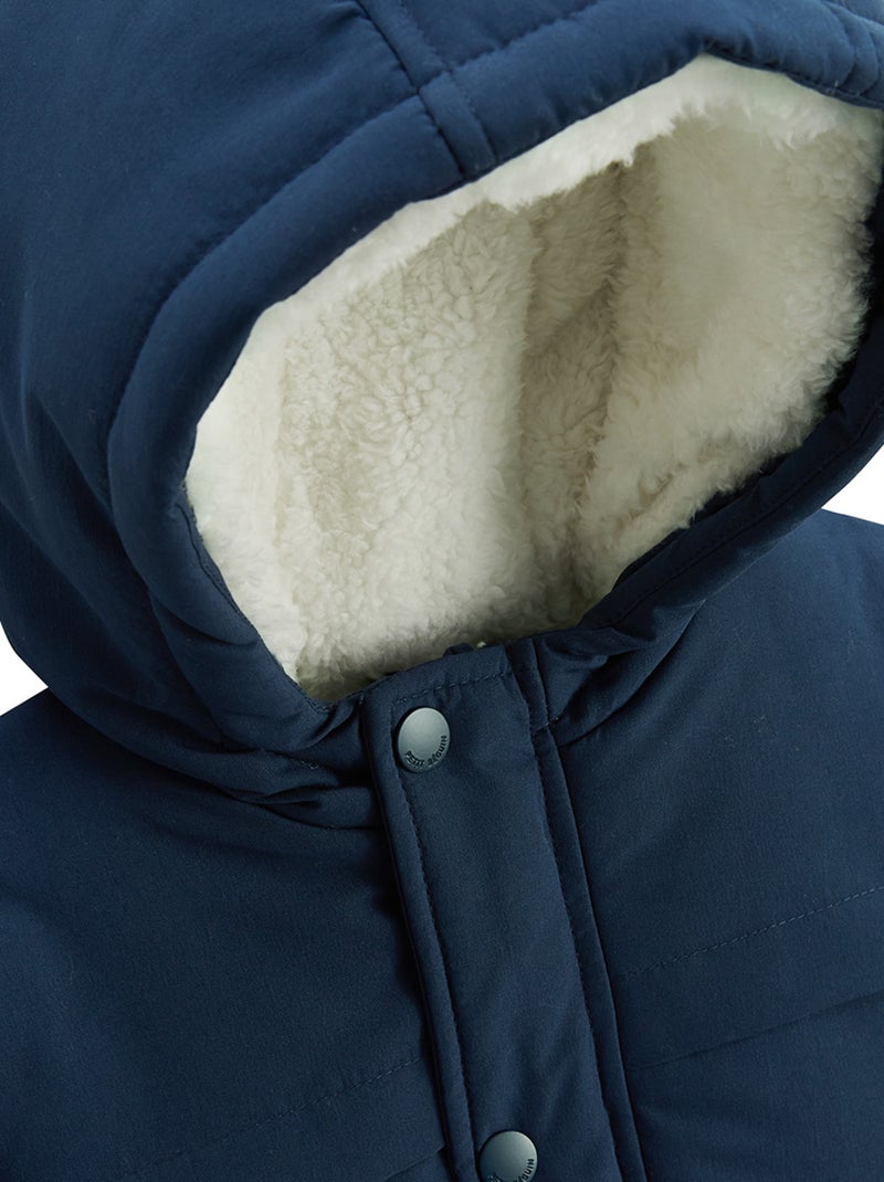 Manteau enfant imperméable doublé sherpa avec capuche Oscar Bleu - Kiabi