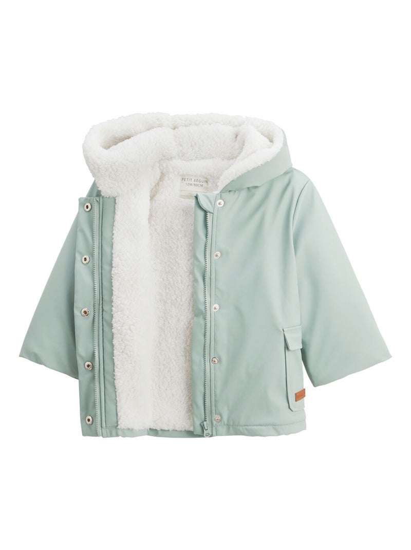 Manteau enfant imperméable doublé sherpa Holamuchacha Vert - Kiabi