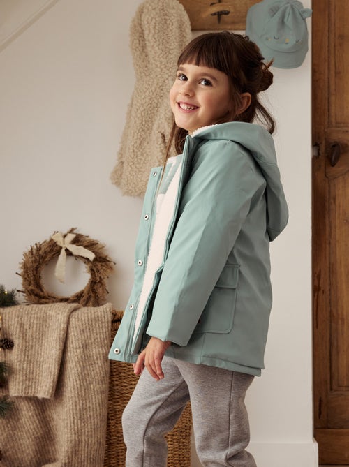 Manteau enfant imperméable doublé sherpa Holamuchacha - Kiabi