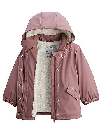 Manteau enfant imperméable doublé sherpa Sora