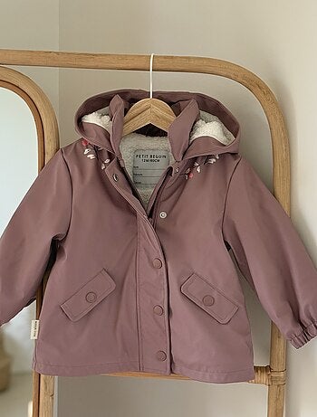 Manteau enfant imperméable doublé sherpa Sora