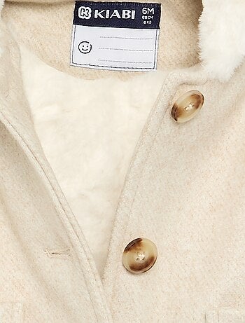 Manteau esprit lainage doublé en fausse fourrure