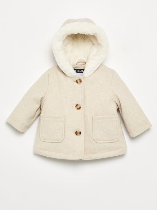 Manteau esprit lainage doublé en fausse fourrure - Kiabi