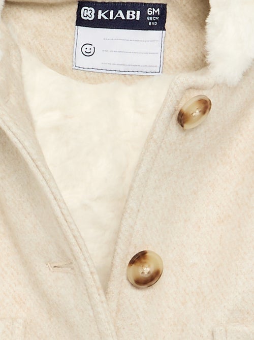 Manteau esprit lainage doublé en fausse fourrure - Kiabi