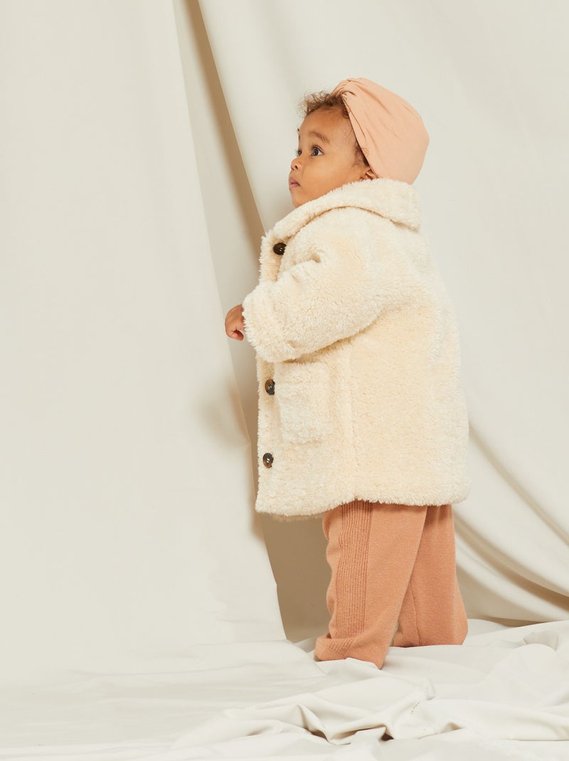 Manteau façon effet moutonné écru - Kiabi